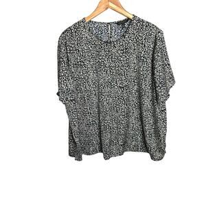 Banana Republic Women's Blue Spotted Short Sleeve Blouse Size XXL Top Shirt